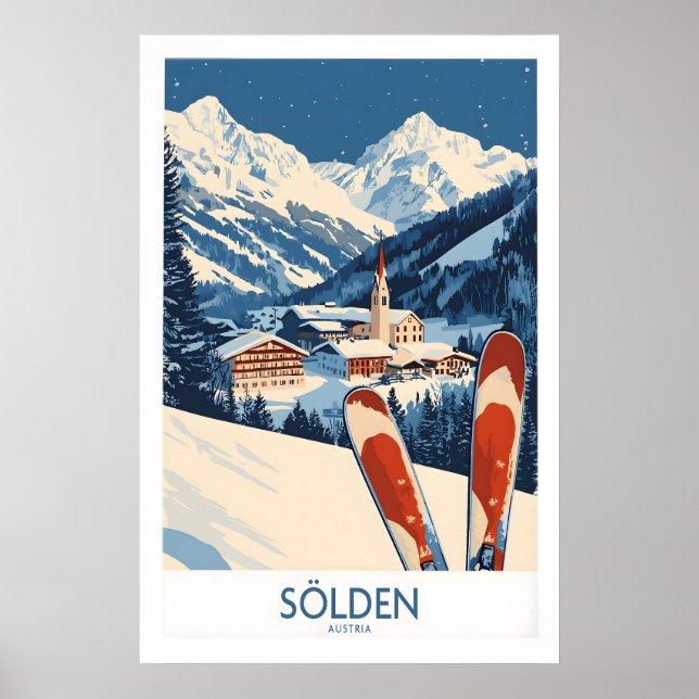 Póster de esquí Sölden Austria 1 (Frente)