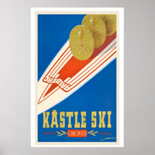 Póster de esquí vintage Kastle Ski Austria Oslo 19