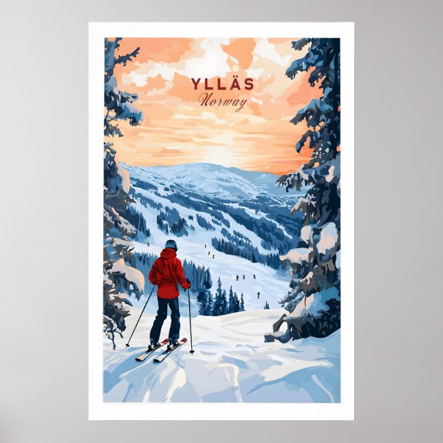 Póster de esquí Ylläs Noruega 1 (Frente)