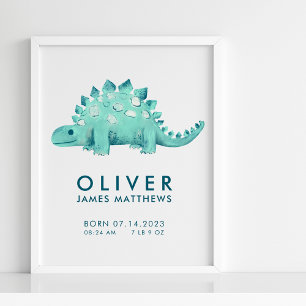 Póster de estadísticas de nacimiento de dinosaurio