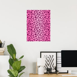 Póster de Estampado de Leopardo Rosa con Estilo