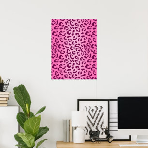 Póster de Estampado de Leopardo Rosa con Estilo