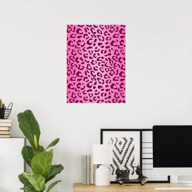Póster de Estampado de Leopardo Rosa con Estilo (Oficina en casa)