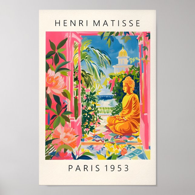 Poster de estatua de Buda, arte de meditación en e (Frente)