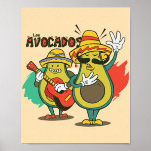 Póster de estilo vintage de Los Avocados Mariachi 