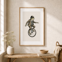 Póster de estilo vintage de rana caprichosa en mon
