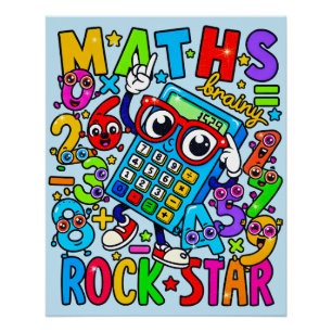 Póster de estrella de rock de matemáticas para niñ