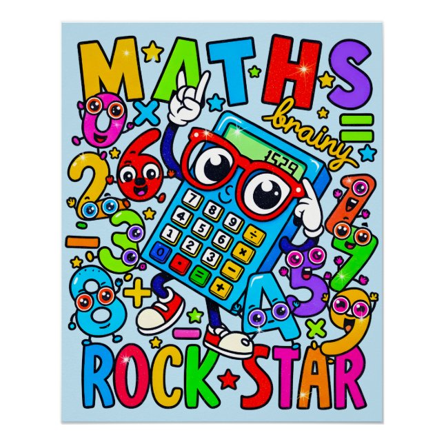 Póster de estrella de rock de matemáticas para niñ (Anverso)