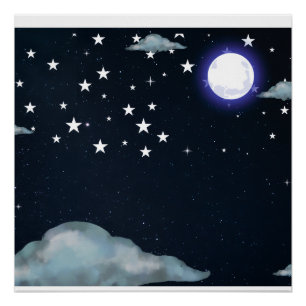 Póster de estrellas del cielo nocturno iluminado p