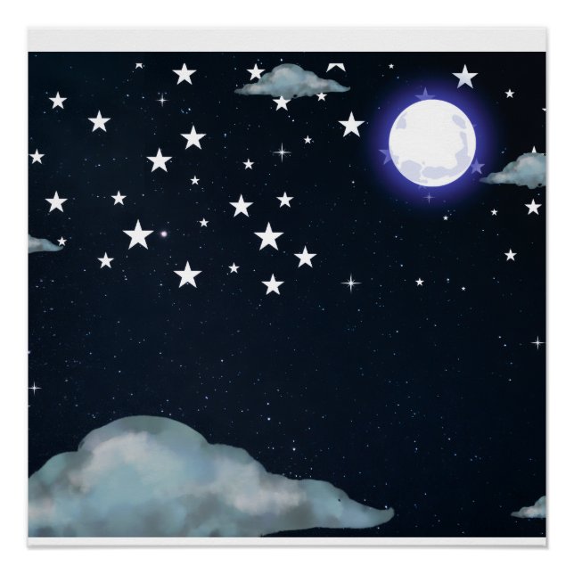 Póster de estrellas del cielo nocturno iluminado p (Anverso)
