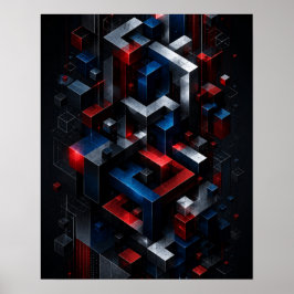 Póster de estructura abstracta geométrica 3D impos
