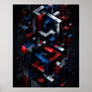 Póster de estructura abstracta geométrica 3D impos