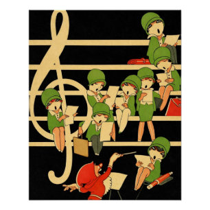 Póster de estudiantes de música Art Deco – Flapper