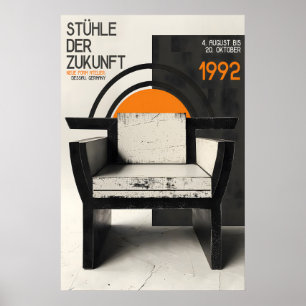 Póster de exposición de silla Bauhaus alemán moder