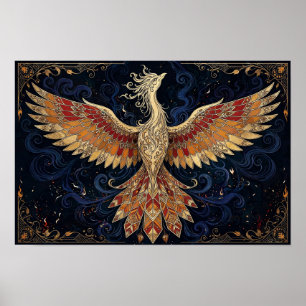 Póster de fantasía Art Nouveau de Fénix Ascendente