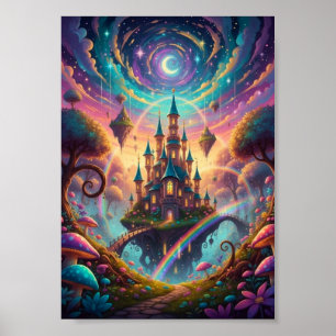 Póster de Fantasía Cósmica del Castillo Flotante P