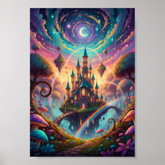 Póster de Fantasía Cósmica del Castillo Flotante P