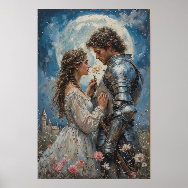 Póster de Fantasía de Caballero y Princesa (Frente)