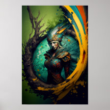 Póster de fantasía de guardabosques élfico | Arte 
