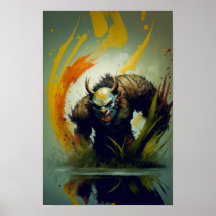 Póster de Fantasía de Guerrero Orc | Arte de Gamer