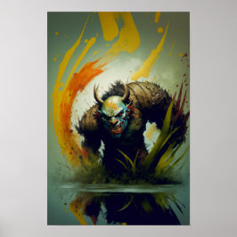 Póster de Fantasía de Guerrero Orc | Arte de Gamer