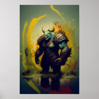 Póster de Fantasía de Guerrero Orc | Arte de Juego