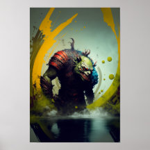 Póster de Fantasía de Guerrero Orc | Arte de Juego