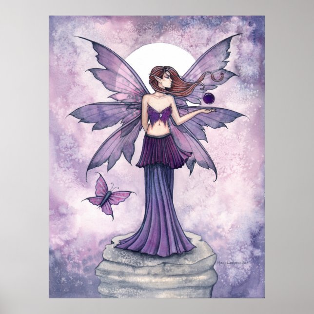 Póster de fantasía de hada de esfera púrpura (Frente)