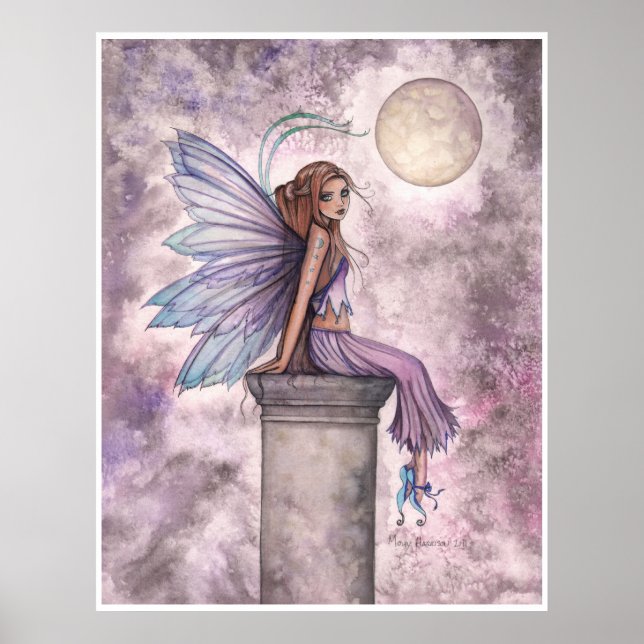 Póster de Fantasía de Hadas de Luna Colgante Baja (Frente)