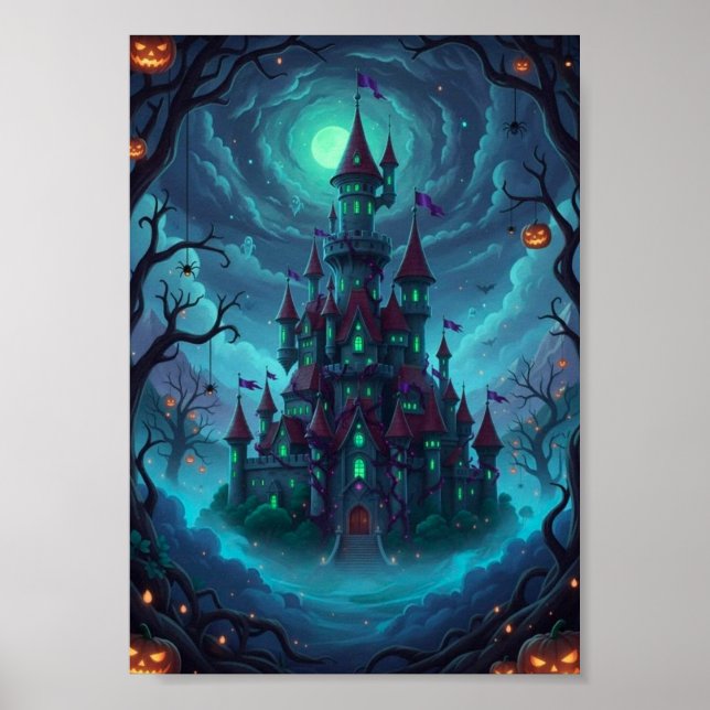 Póster de fantasía de Halloween del castillo embru (Frente)