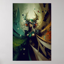 Póster de fantasía de hechicera elfa | Arte de RPG