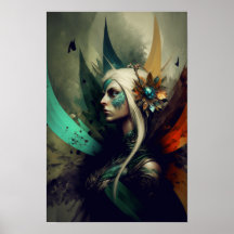 Póster de fantasía de hechicera elfa | Arte de RPG