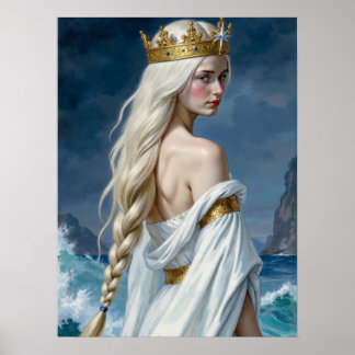 Póster de Fantasía de la Reina Cisne Sirena Gótica
