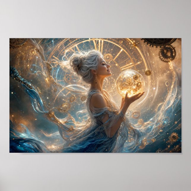 Póster de fantasía de relojería dorada (Frente)
