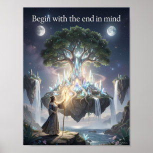 Póster de fantasía del árbol encantado de propósit