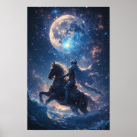 Póster de Fantasía del Caballero bajo la Luz de la
