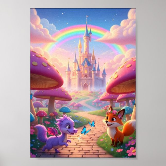 Póster de Fantasía del Castillo de Cuento de Hadas (Frente)
