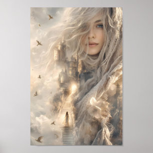 Póster de Fantasía del Castillo Etéreo de Luz