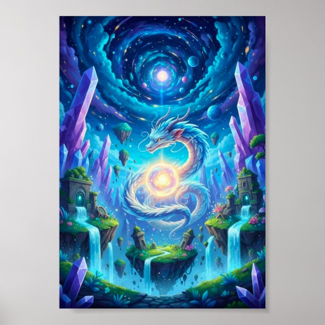 Póster de Fantasía del Dragón Celestial Místico (Frente)