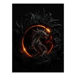 Póster de fantasía del eclipse solar del dragón ép