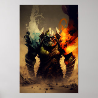 Póster de fantasía del señor de la guerra orco | D
