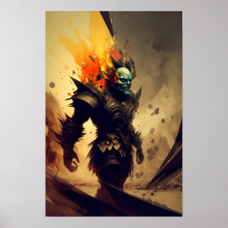 Póster de fantasía del señor de la guerra orco | D