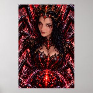 Póster de fantasía gótica Dama Demonio Rojo