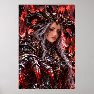 Póster de Fantasía Oscura de la Demonio Cornuda