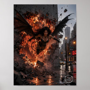 Póster de fantasía urbana de avance infernal