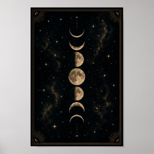 Póster de Fases Lunares Celestiales   Arte de Pare