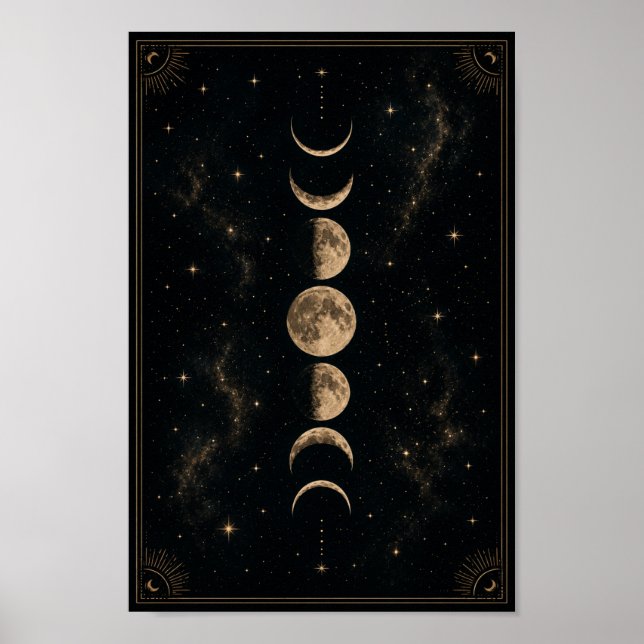 Póster de Fases Lunares Celestiales | Arte de Pare (Frente)