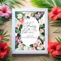 Póster de favores de acuarela tropical, por favor