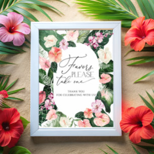 Póster de favores de acuarela tropical, por favor 