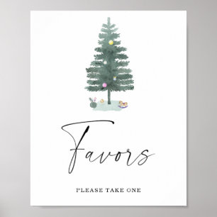Póster de favores de árbol de Navidad